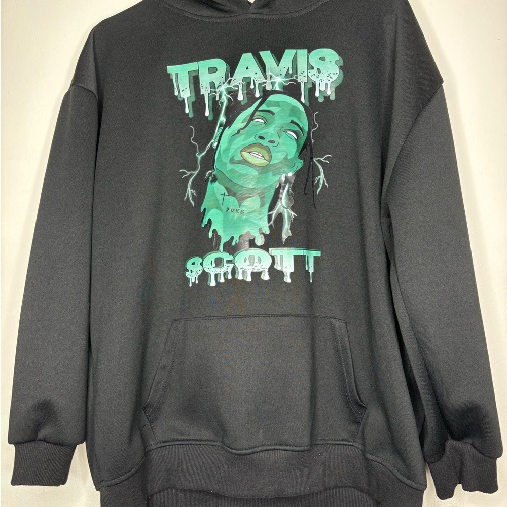 Black Hoodie with Travis Scott Tour Graphic Print